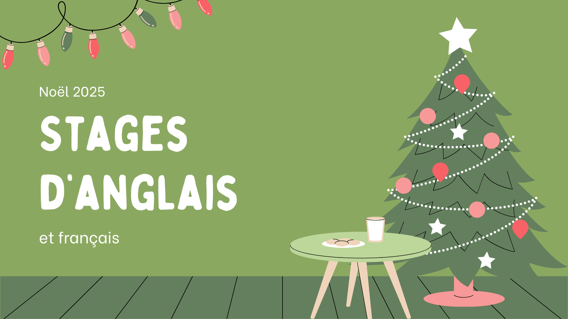 Stages d'anglais et français spécial Noël avec Acadelorn Formation à Landerneau, ateliers enfants, ados et afterwork adultes.